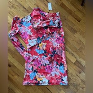 NWT Cara Cara Taylor Skirt Japanese Floral Red Pink Straight Maxi, size M
